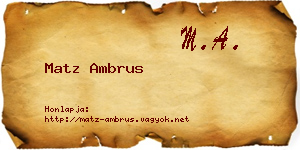 Matz Ambrus névjegykártya